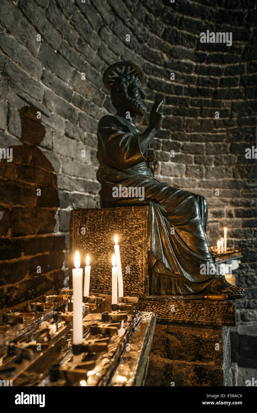 St Peter statue in St Peters medieval church, Porto Venere, Italy Stock Photo
