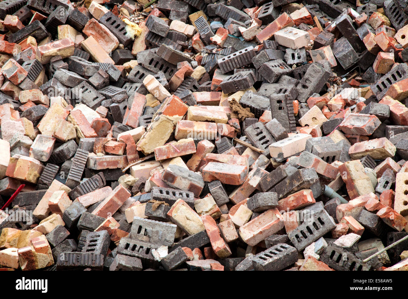 A collection of bricks or pile of rubble Stock Photo