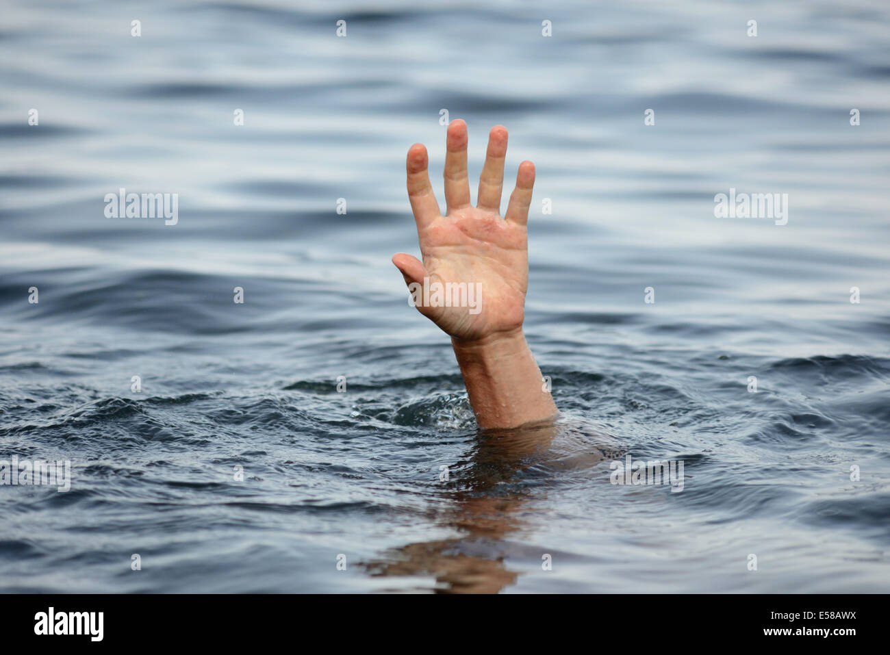 hand drowning Stock Photo
