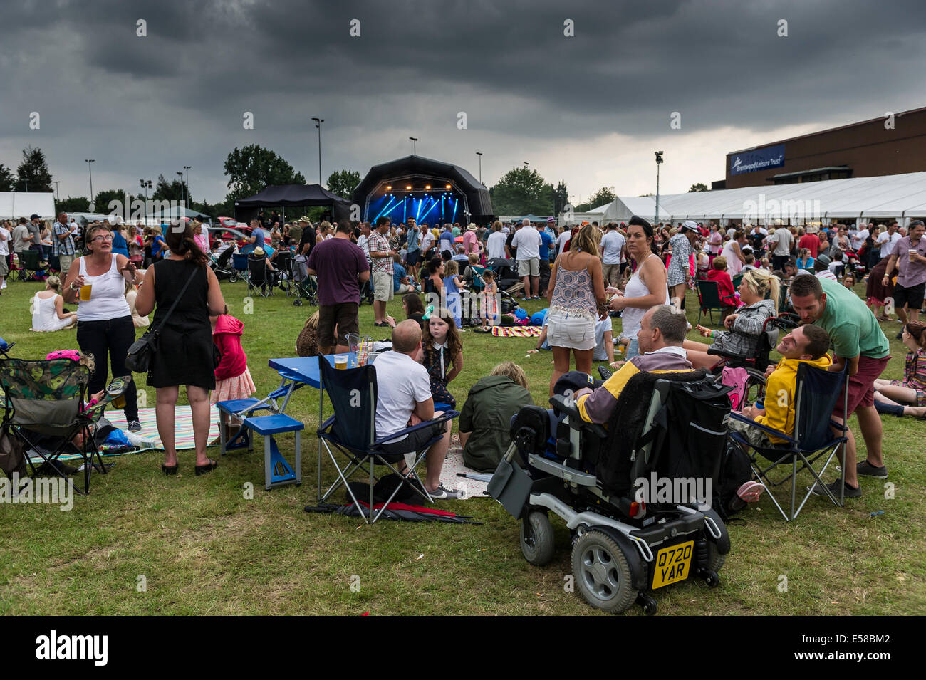 Disabled festivalgoers at the Brentwood Festival. Stock Photo
