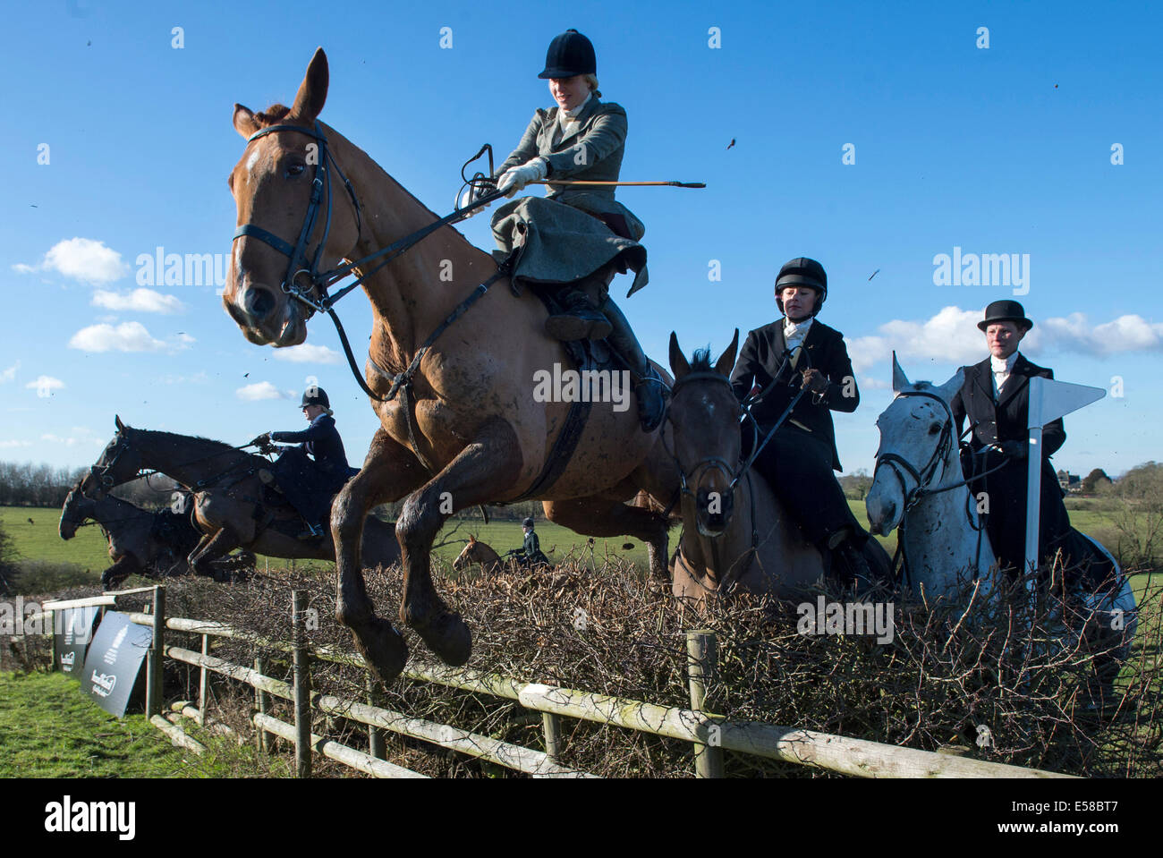 Ingarsby  The Bernard Weatherill Diana's of the chase.16 female horse riders took part in the first sidesaddle race since 1921 Stock Photo