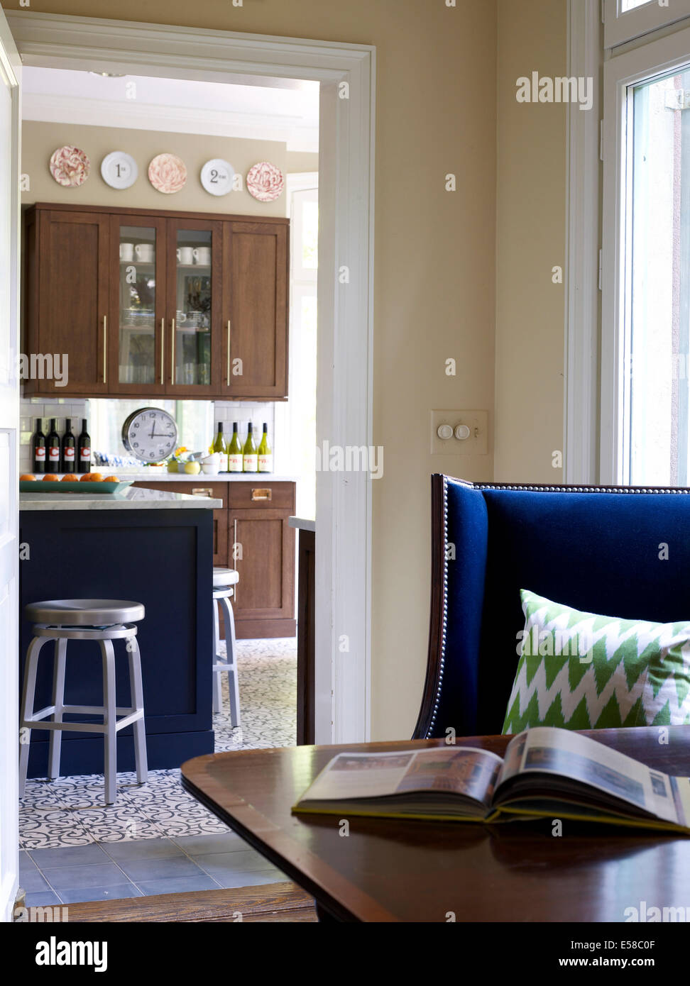 View from room into modern kitchen, USA Stock Photo - Alamy