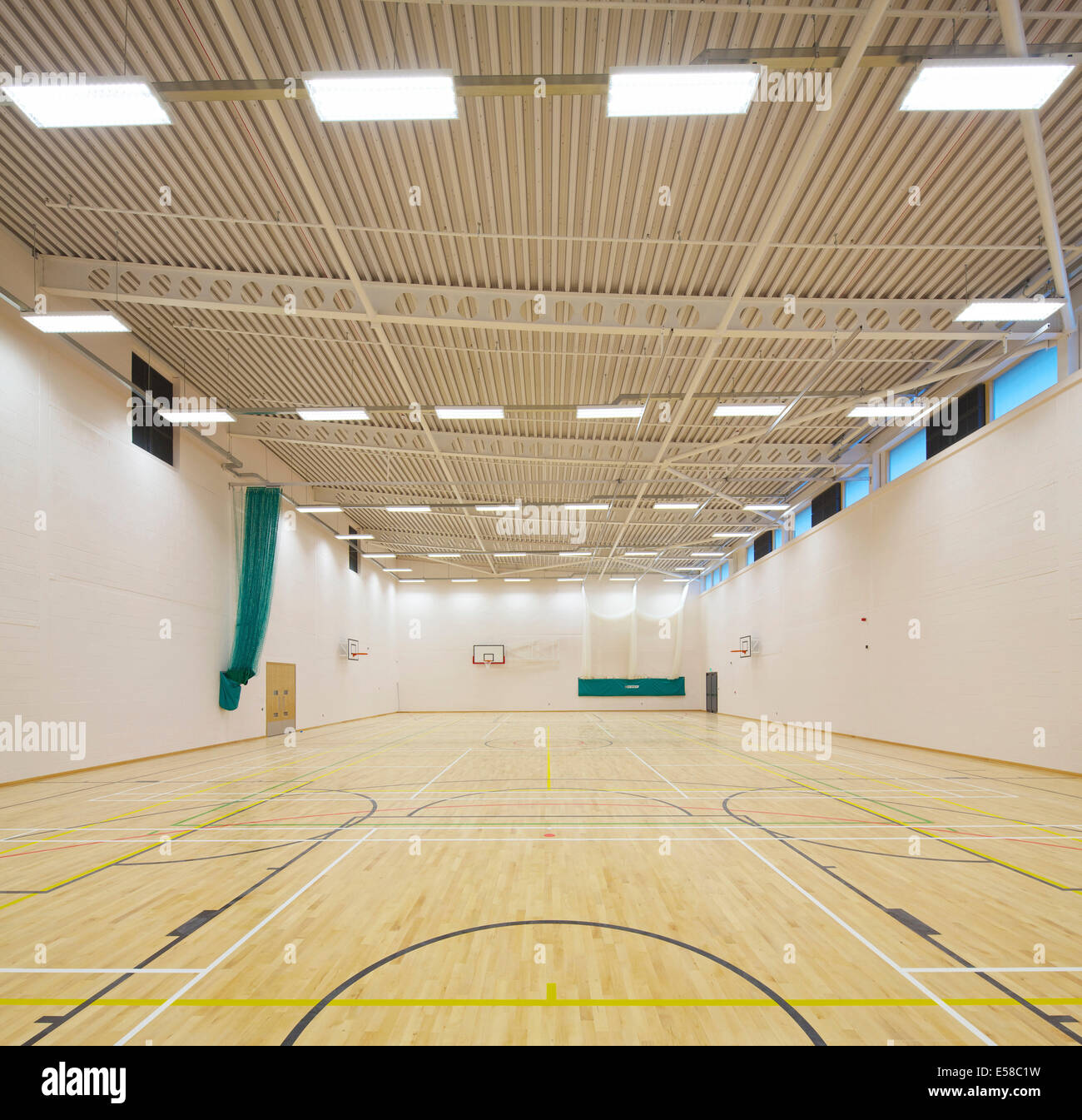 Sports hall, Maplefields School, Special Educational Needs school, Corby, Northamptonshire Stock Photo
