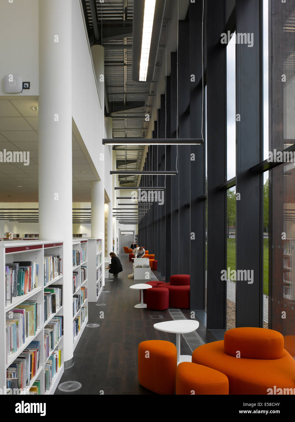 Bookshelves and reading areas in Kent Library and History Centre