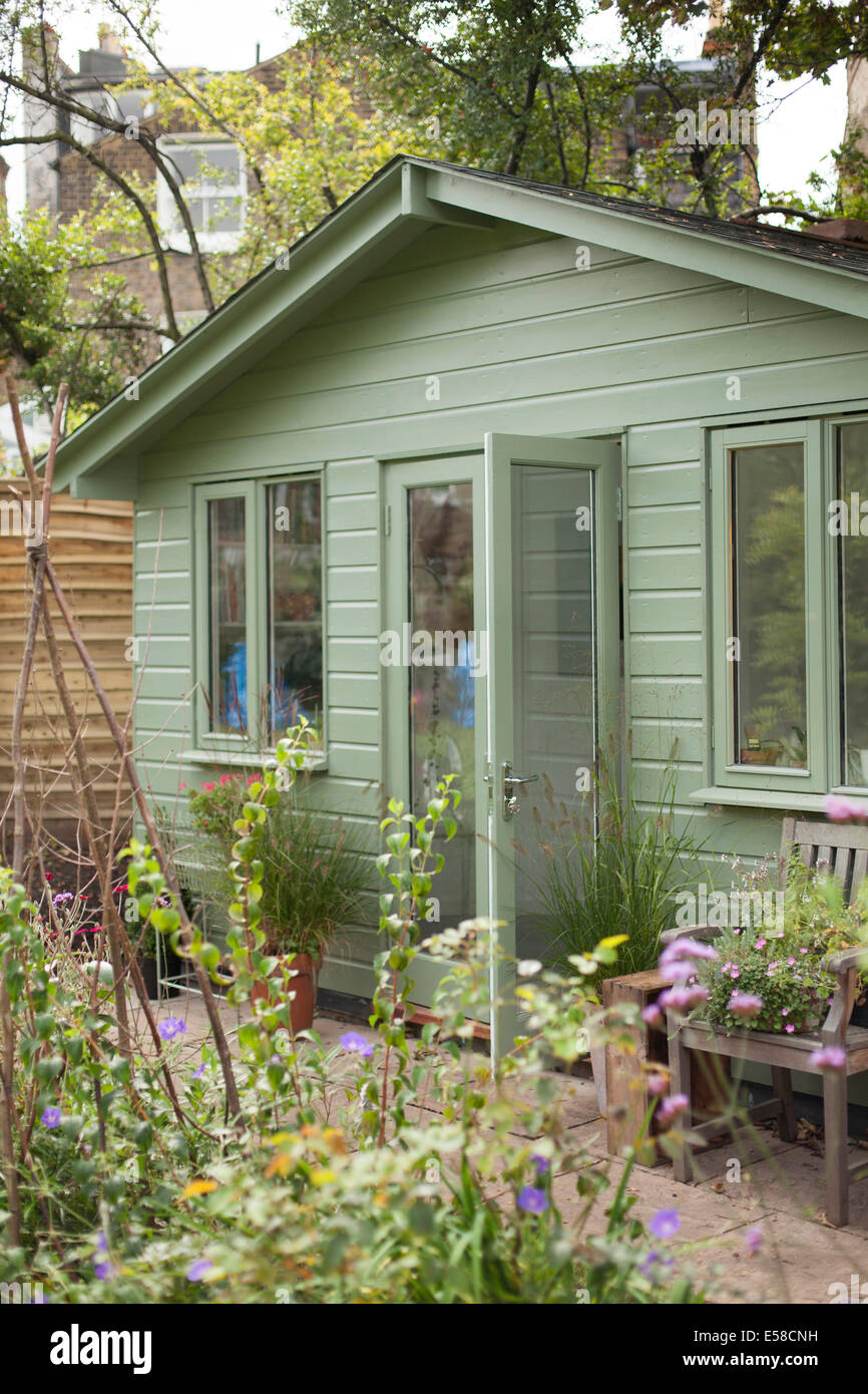 Garden shed in home of Laetitia Maklouf, London, UK. Stock Photo