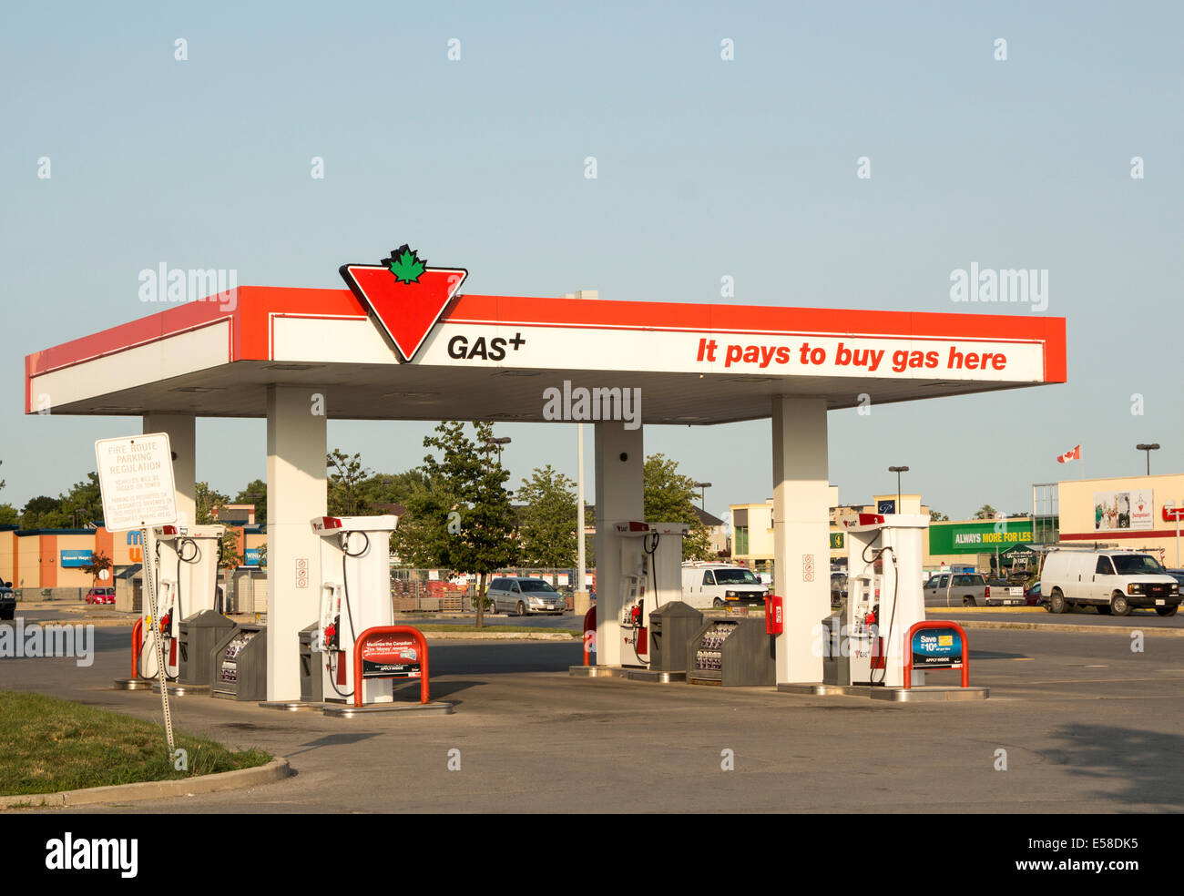 Gas pumps at a Canadian Tire Gas Bar Stock Photo