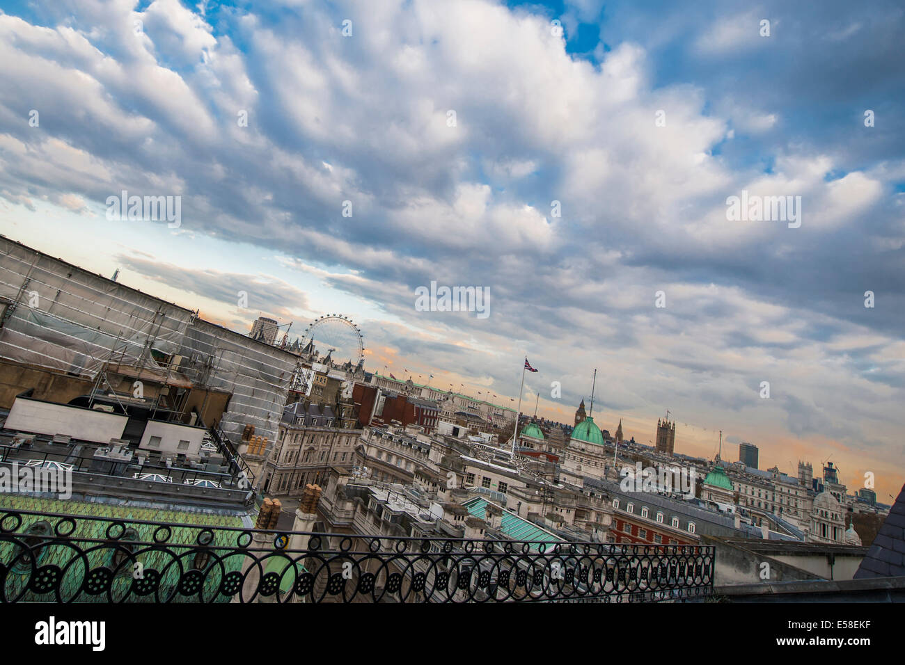 A rooftop view across London towards Westminster and the Millennium