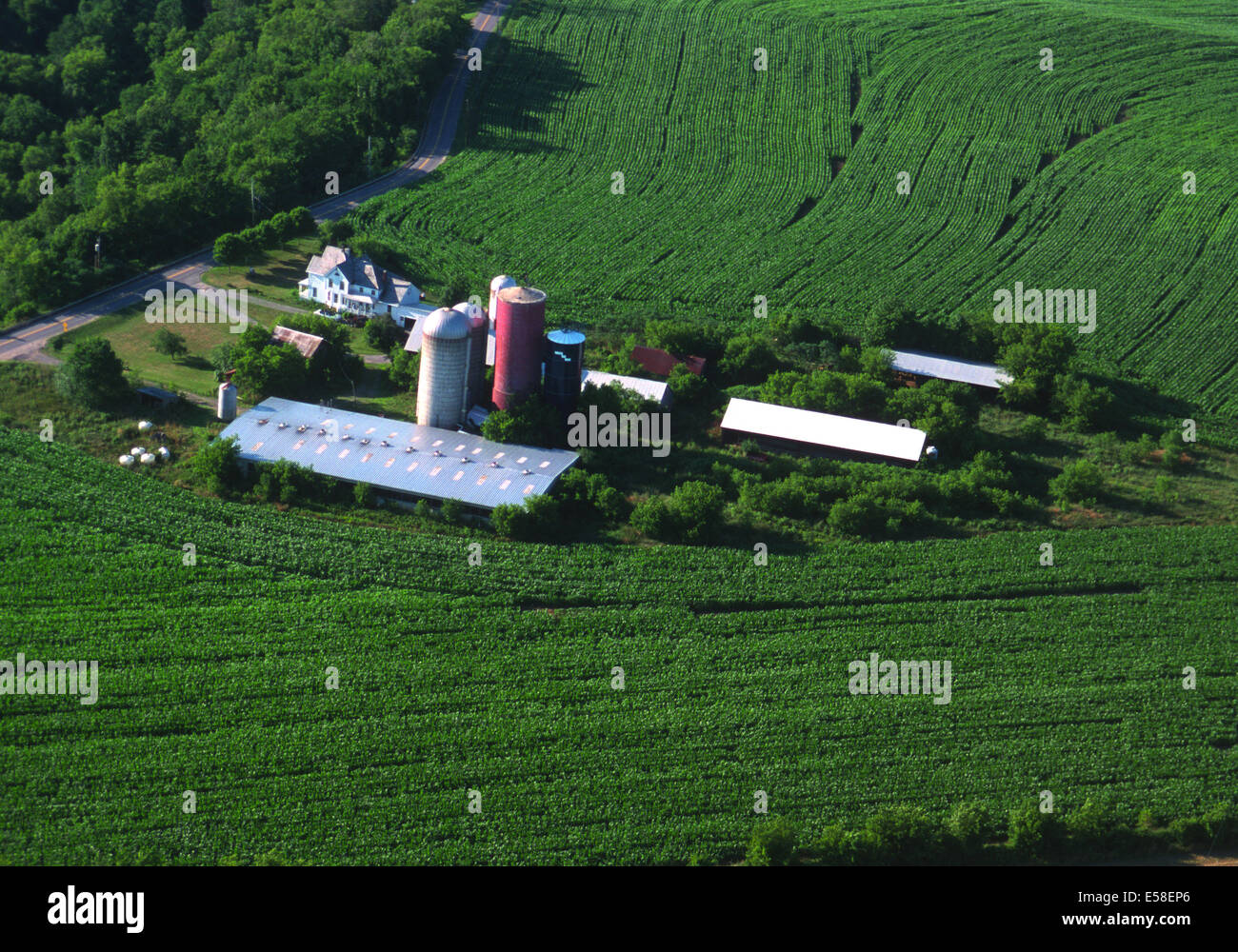 Aerial view of farm Stock Photo - Alamy