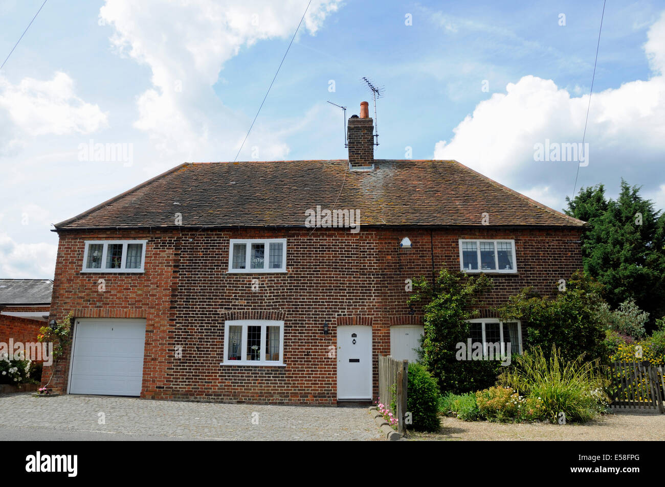 Semi detached cottages, Bayford village, Hertfordshire Stock Photo
