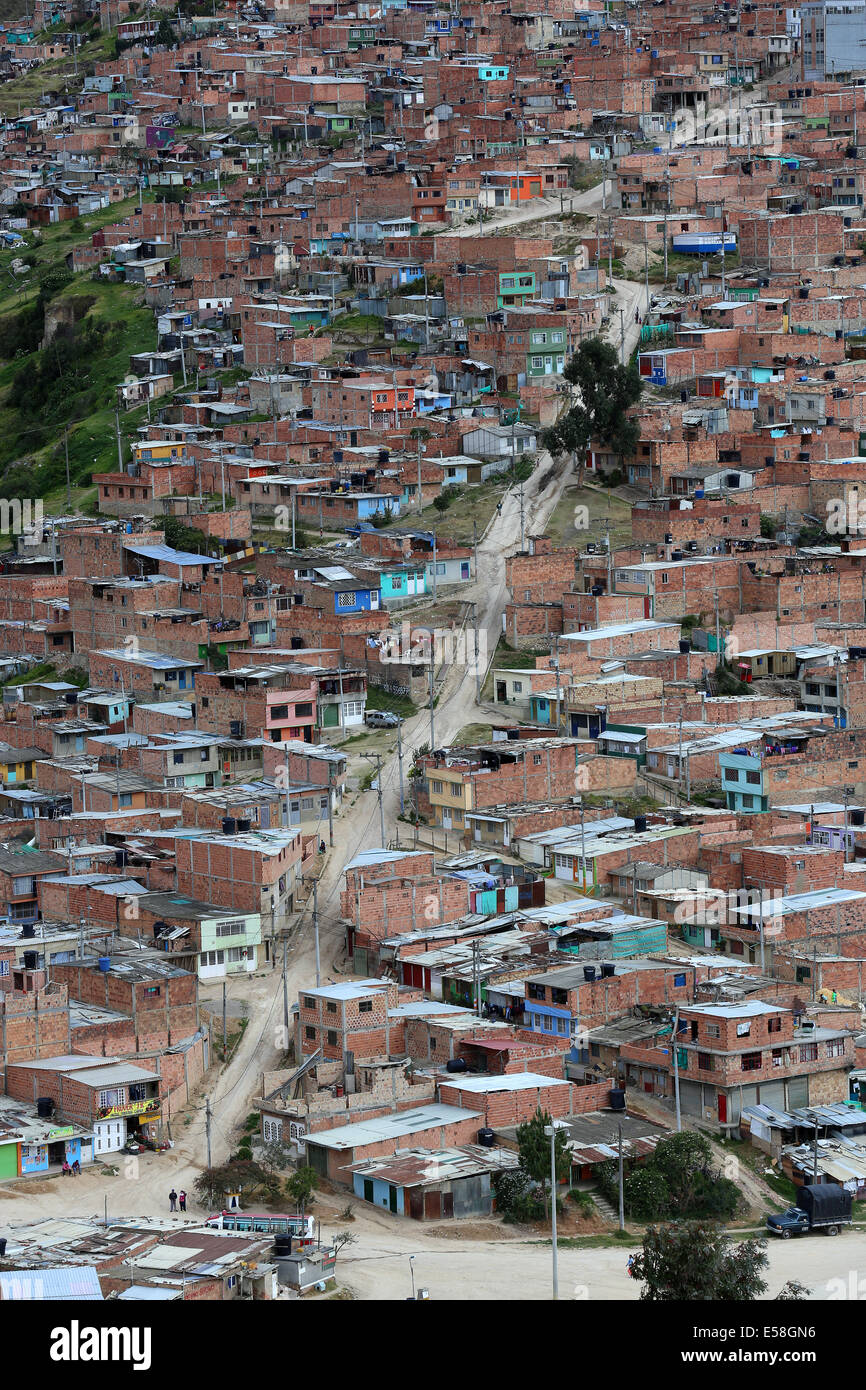 Small brick houses in the poor favela district of El Oasis, fringes of