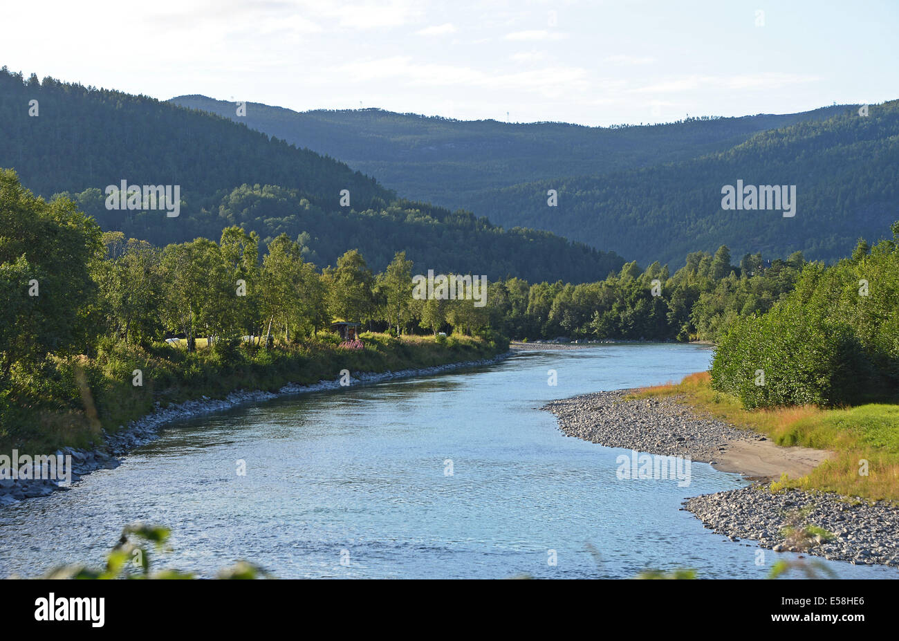 View of the river Beiarelva near Beiarn, Norway , Aug. 1o, 2013 Stock ...