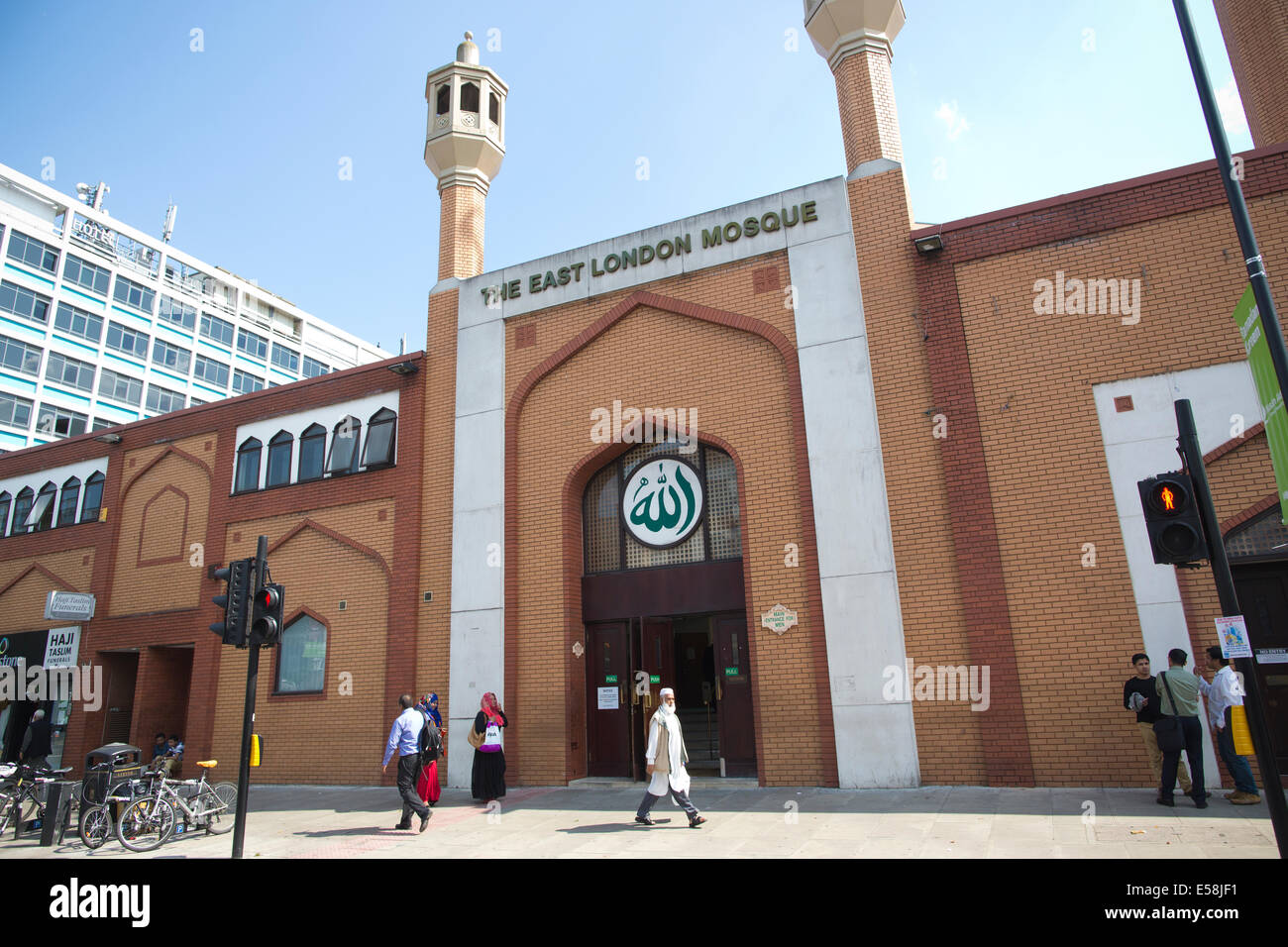 Islamic community outside East London Mosque on Whitechapel Road, East