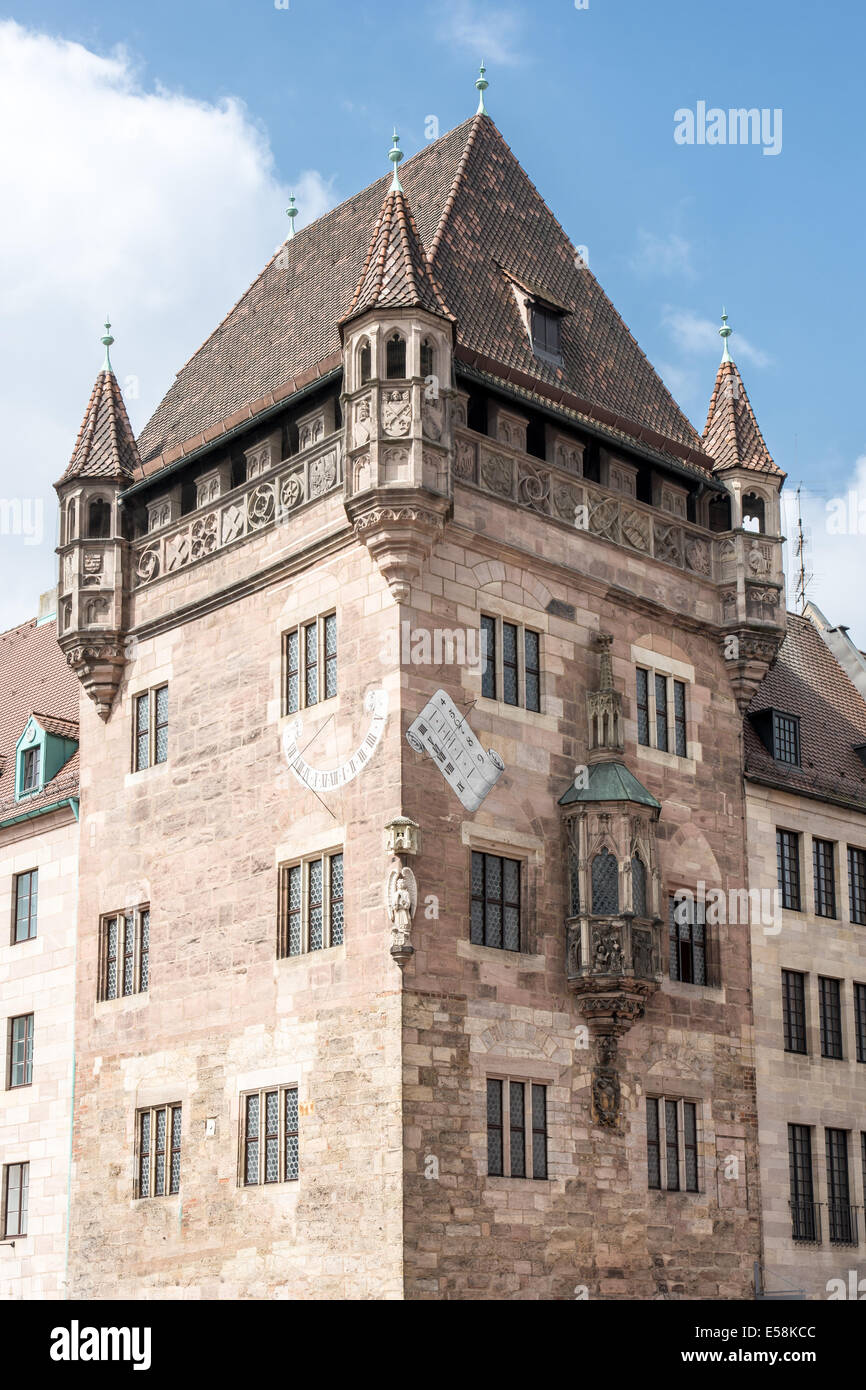 The Nassauer Haus, a medieval residence tower in Nuremberg (Germany, Franconia) Stock Photo