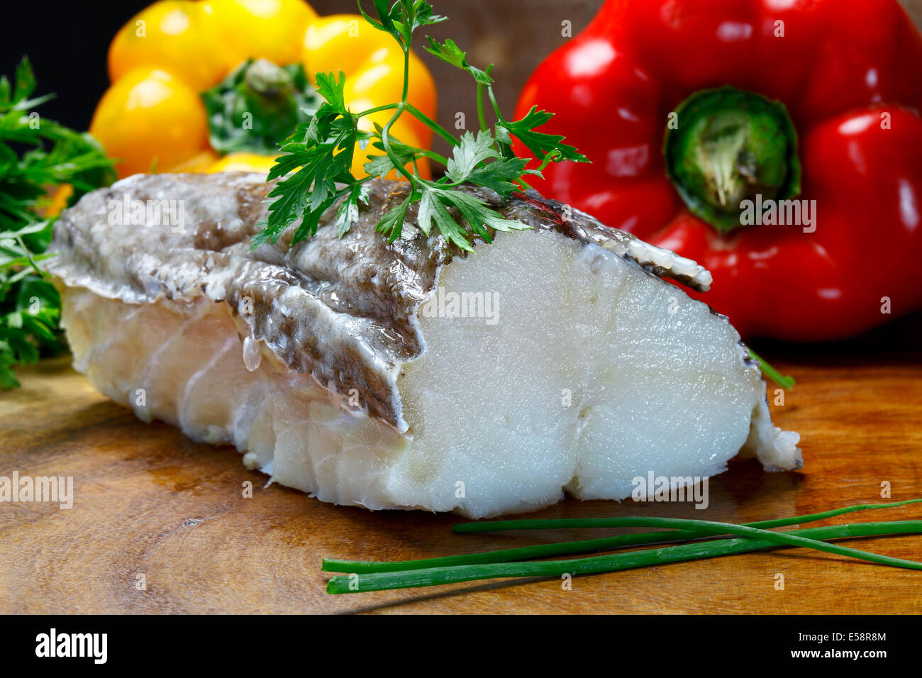 Baked cod with olive oil Stock Photo Alamy