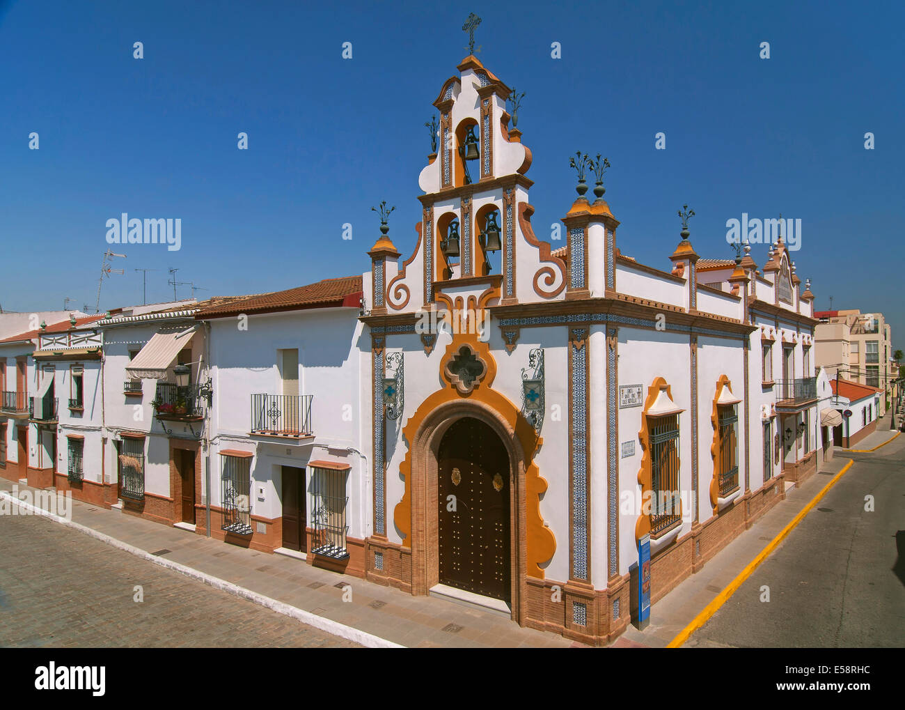 Chapel of the Holy Cross of Seville street, La Palma del Condado, Huelva-province, Region of Andalusia, Spain, Europe Stock Photo