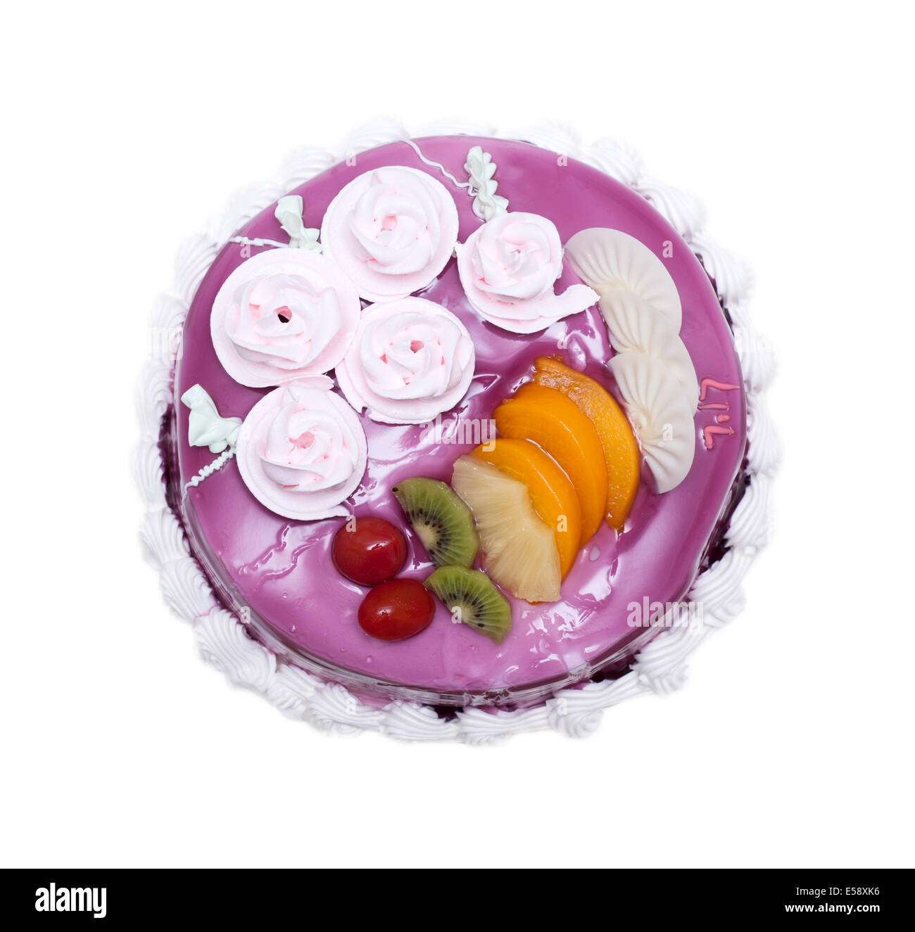 Birthday cake isolated on white background Stock Photo - Alamy