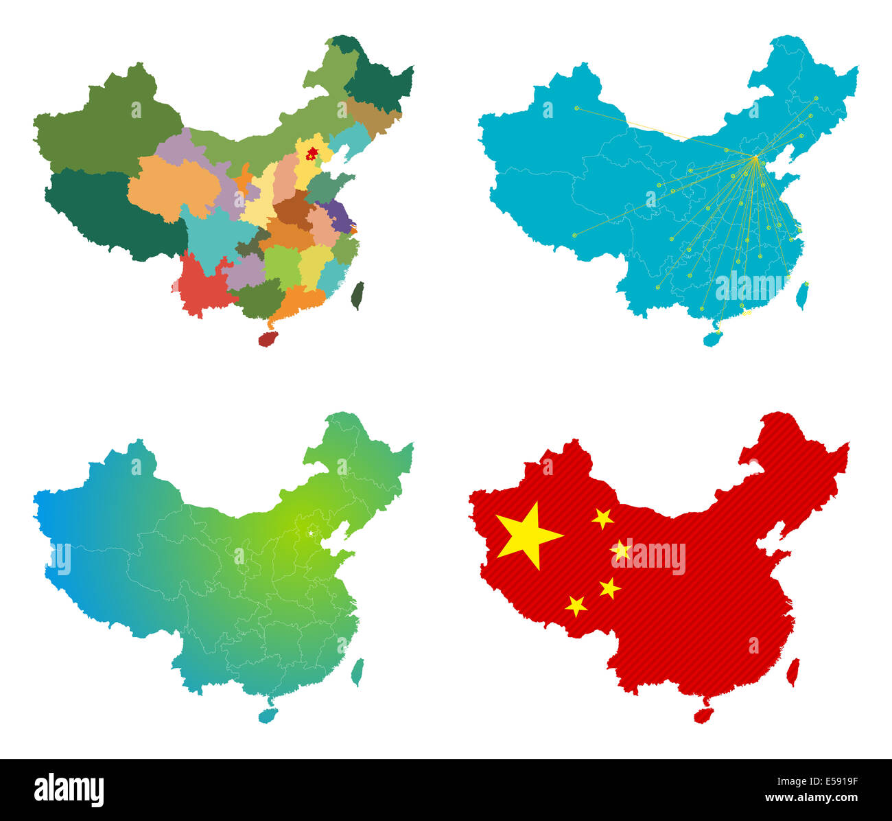 China map set Stock Photo