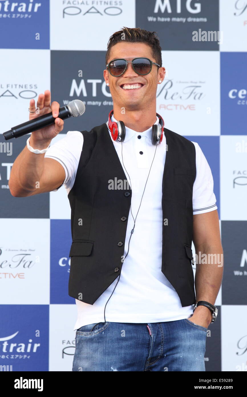 Aichi, Japan. 23rd July, 2014. Portuguese football player Cristiano Ronaldo visits Nagoya for MTG Athletic Beauty promotion at Chubu Centrair International Airport in Aichi, Japan. Credit:  Aflo Co. Ltd./Alamy Live News Stock Photo