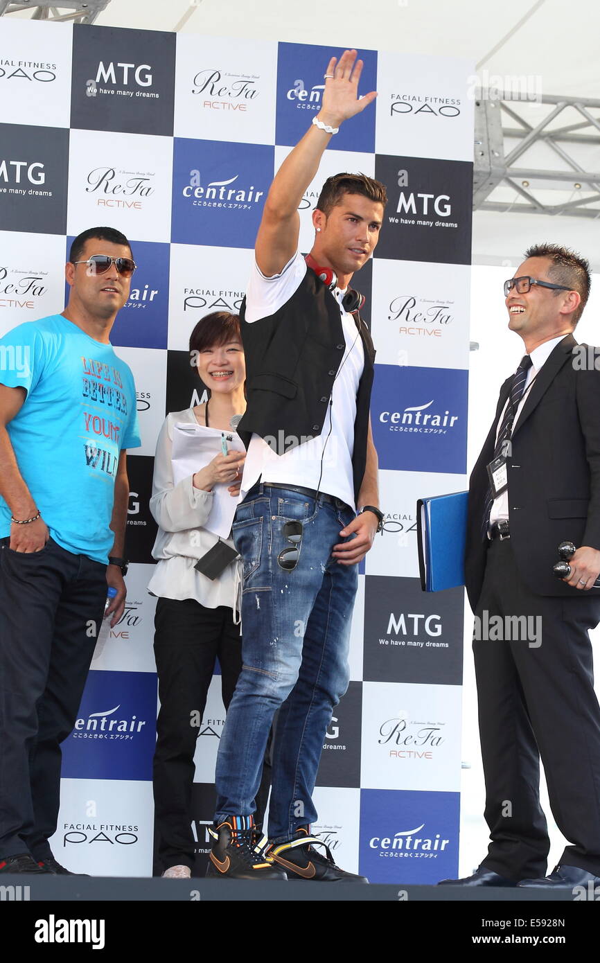 Aichi, Japan. 23rd July, 2014. Portuguese football player Cristiano Ronaldo visits Nagoya for MTG Athletic Beauty promotion at Chubu Centrair International Airport in Aichi, Japan. Credit:  Aflo Co. Ltd./Alamy Live News Stock Photo