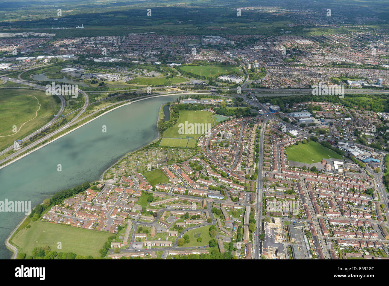 An aerial view looking north over the Hilsea area of Portsmouth
