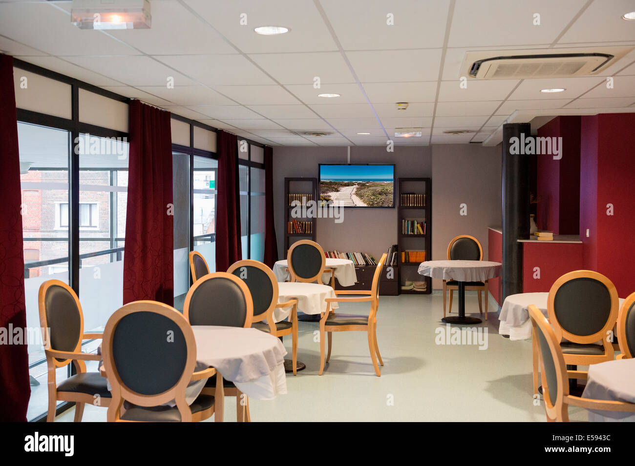 Empty hospital canteen interior Stock Photo Alamy