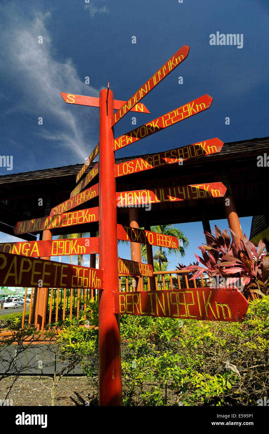 Travelling through Samoa in February 2014. Directory signs in Apia. Stock Photo