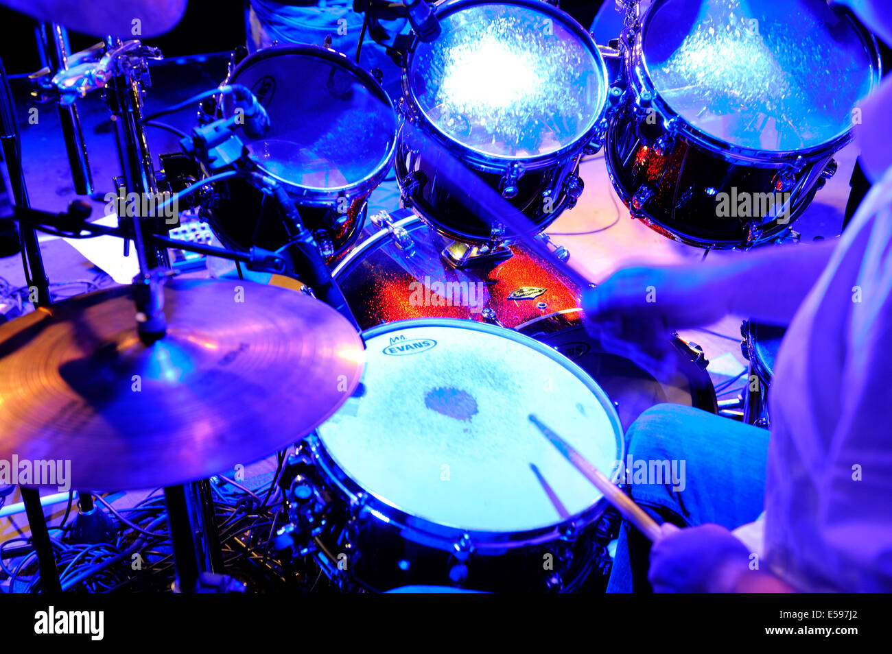 Drummer making music Stock Photo Alamy