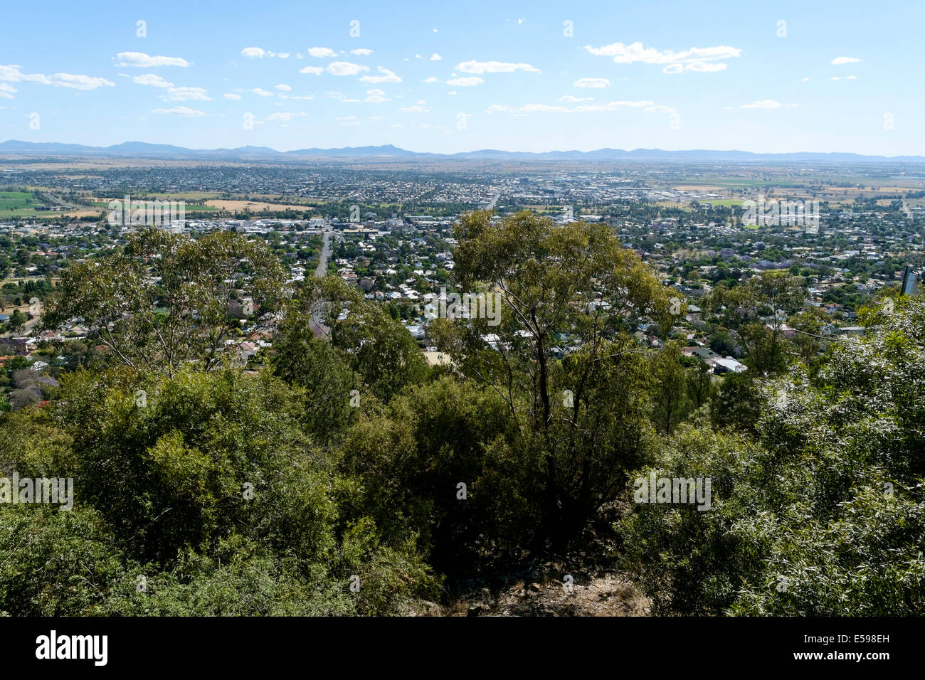 View over Tamworth, home of the 'Golden Guitar' from Oxley Scenic Lookout. Stock Photo