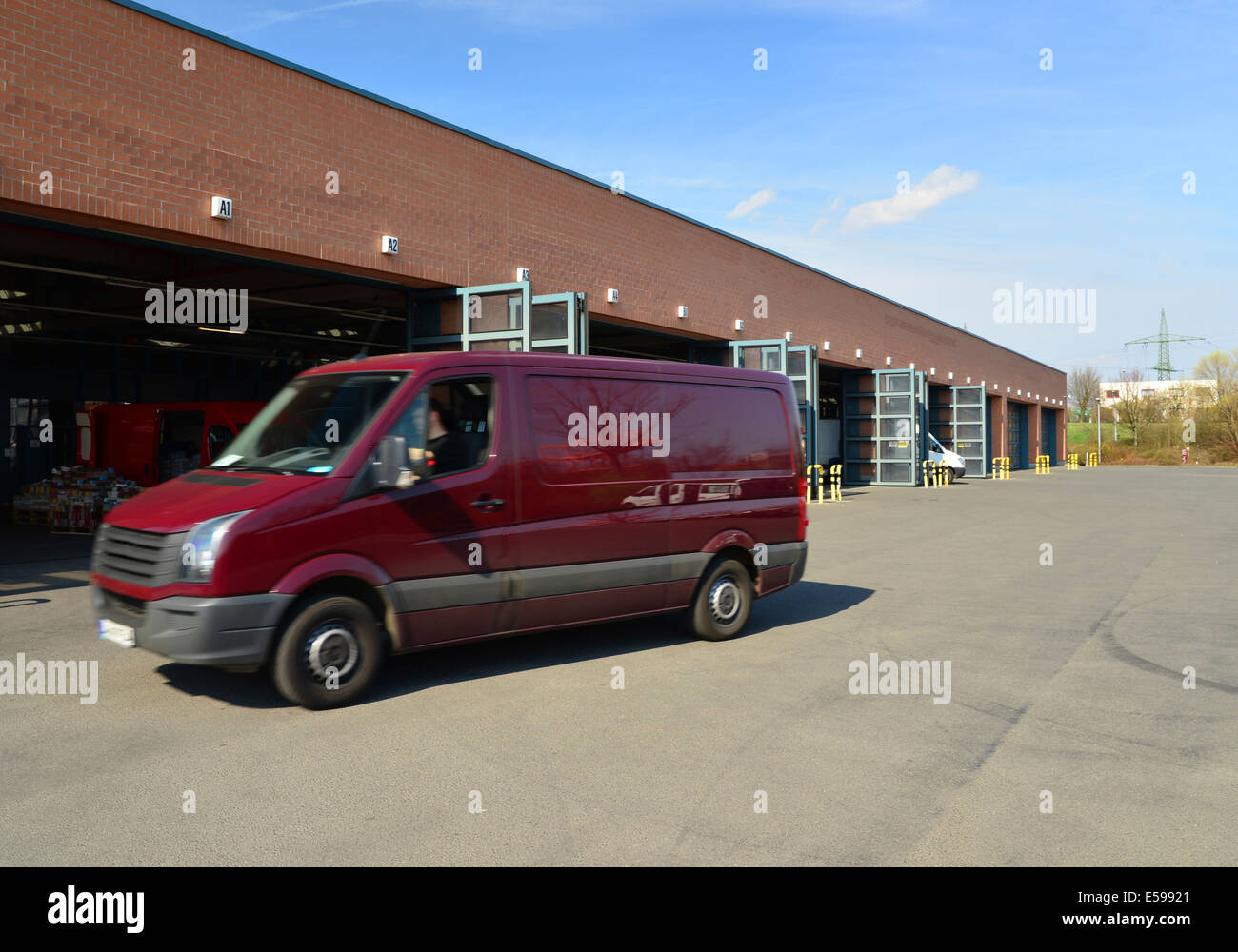 Van at warehouse Stock Photo Alamy