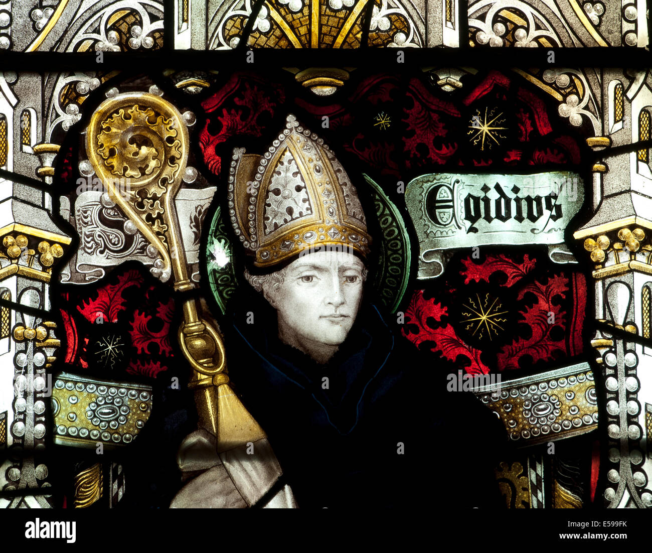 Saint Egidius stained glass, St Giles Church, Bubbenhall, Warwickshire