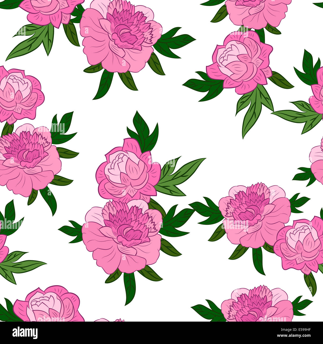 seamless pattern, pink flowers on white background Stock Photo - Alamy