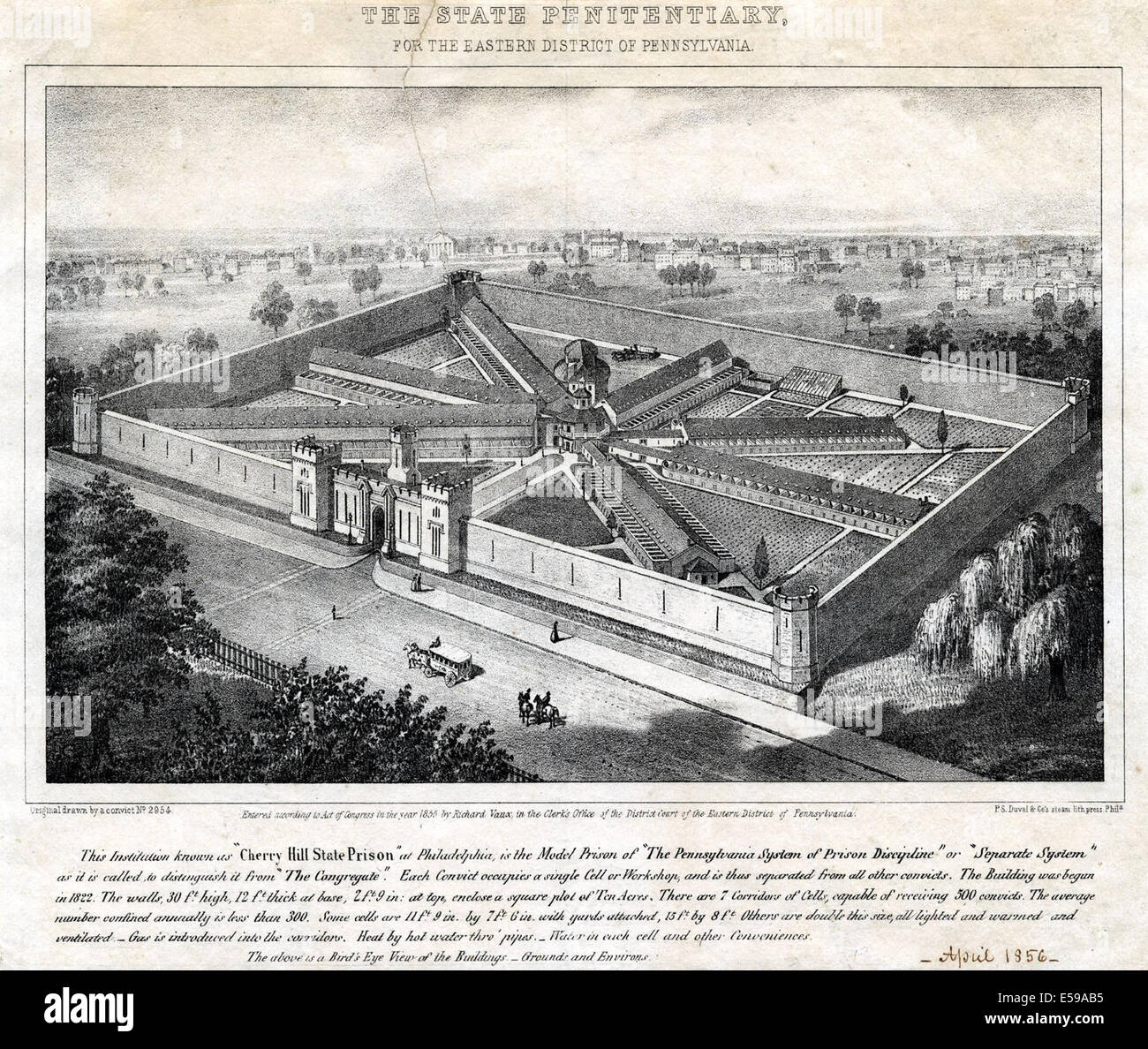 The state penitentiary, for the eastern district of Pennsylvania, c1855. Stock Photo