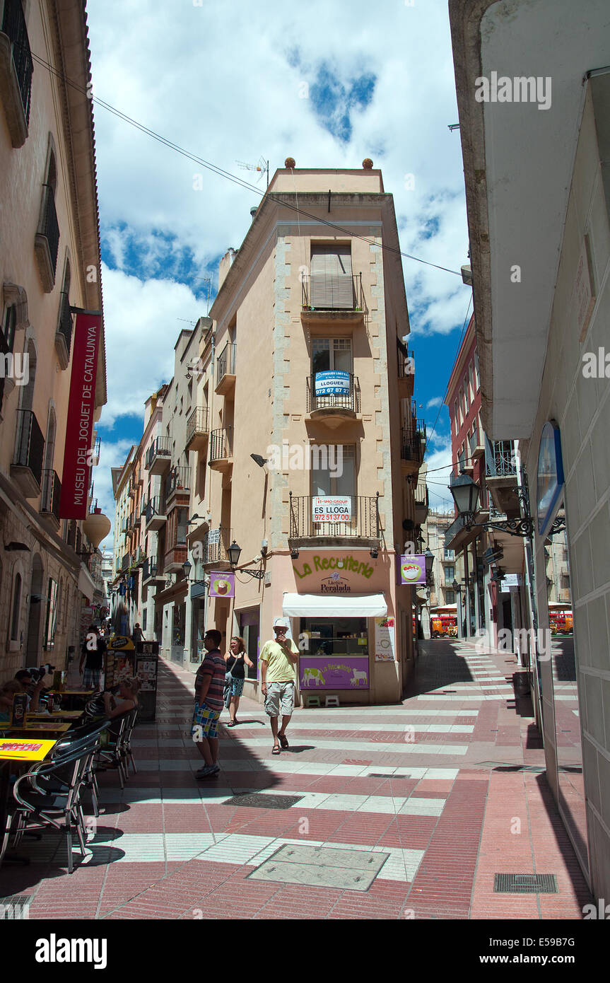 FIGUERES, SPAIN - JULY 12: Old city in Figueres, Spain on July 12, 2014. The town is the birthplace of artist Salvador Dalí, in Stock Photo