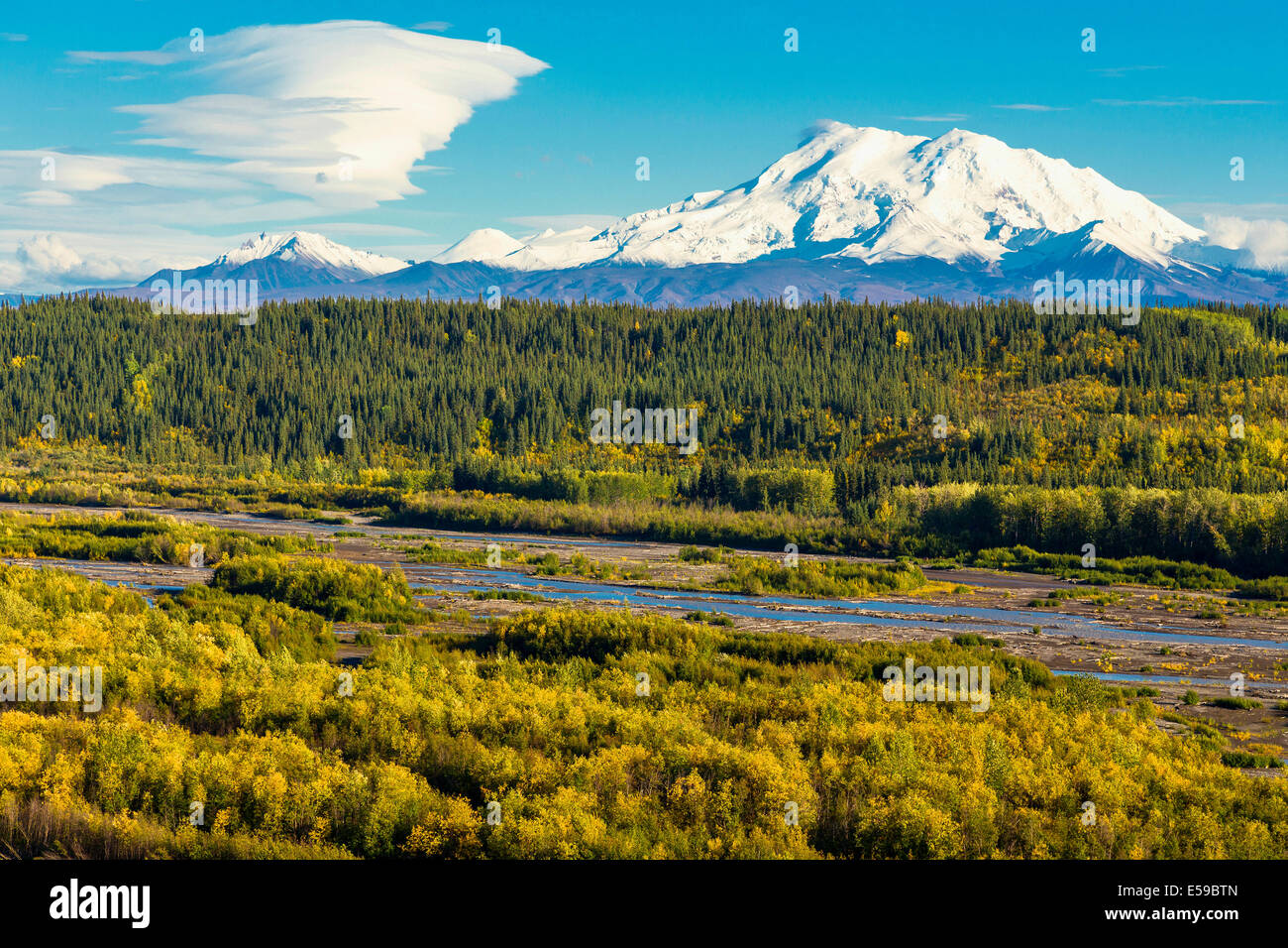 Gakona river and Wrangell Mountain Range in Alaska, USA Stock Photo Alamy
