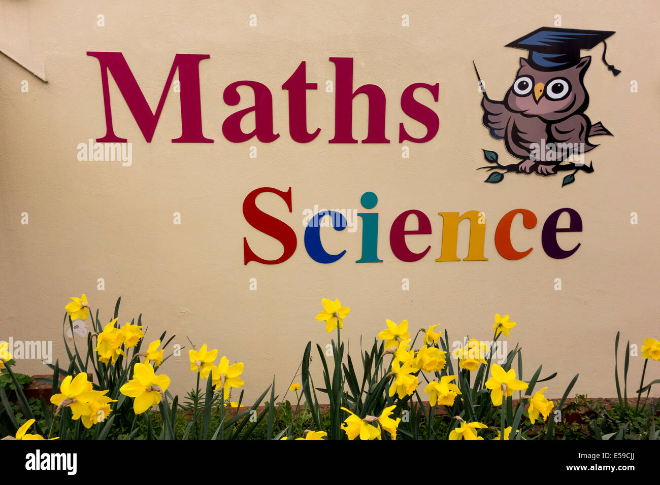Maths and Science private tutoring sign, UK Stock Photo