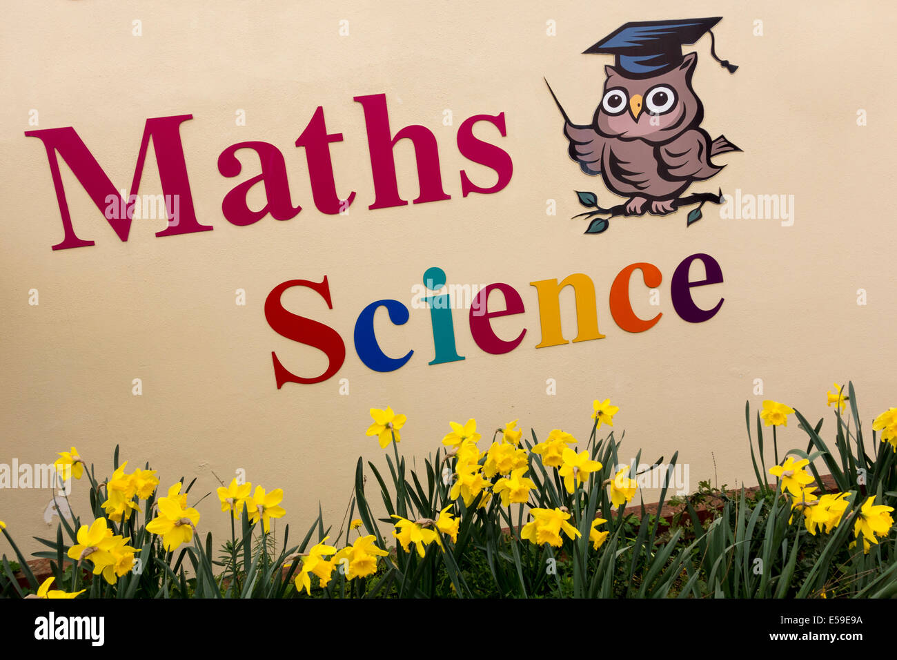 Maths and Science private tutoring sign, UK Stock Photo