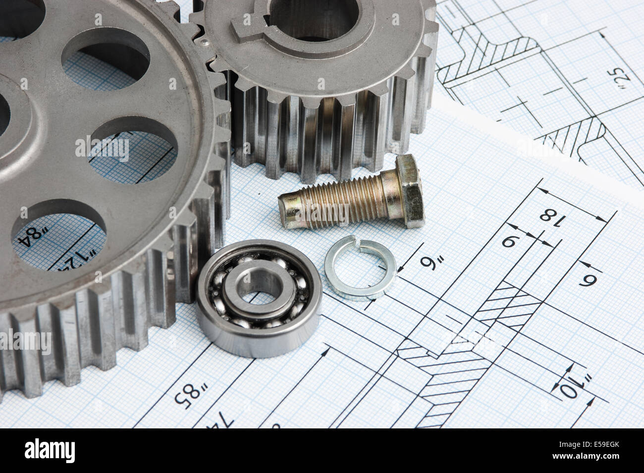 technical drawing and tools Stock Photo Alamy