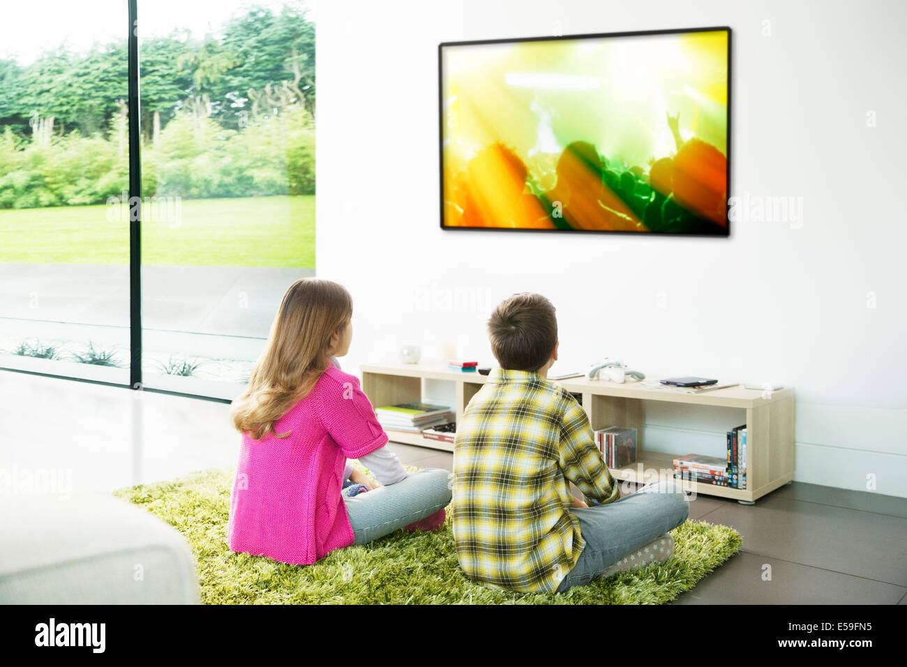 Kids Watching Tv In Living Room