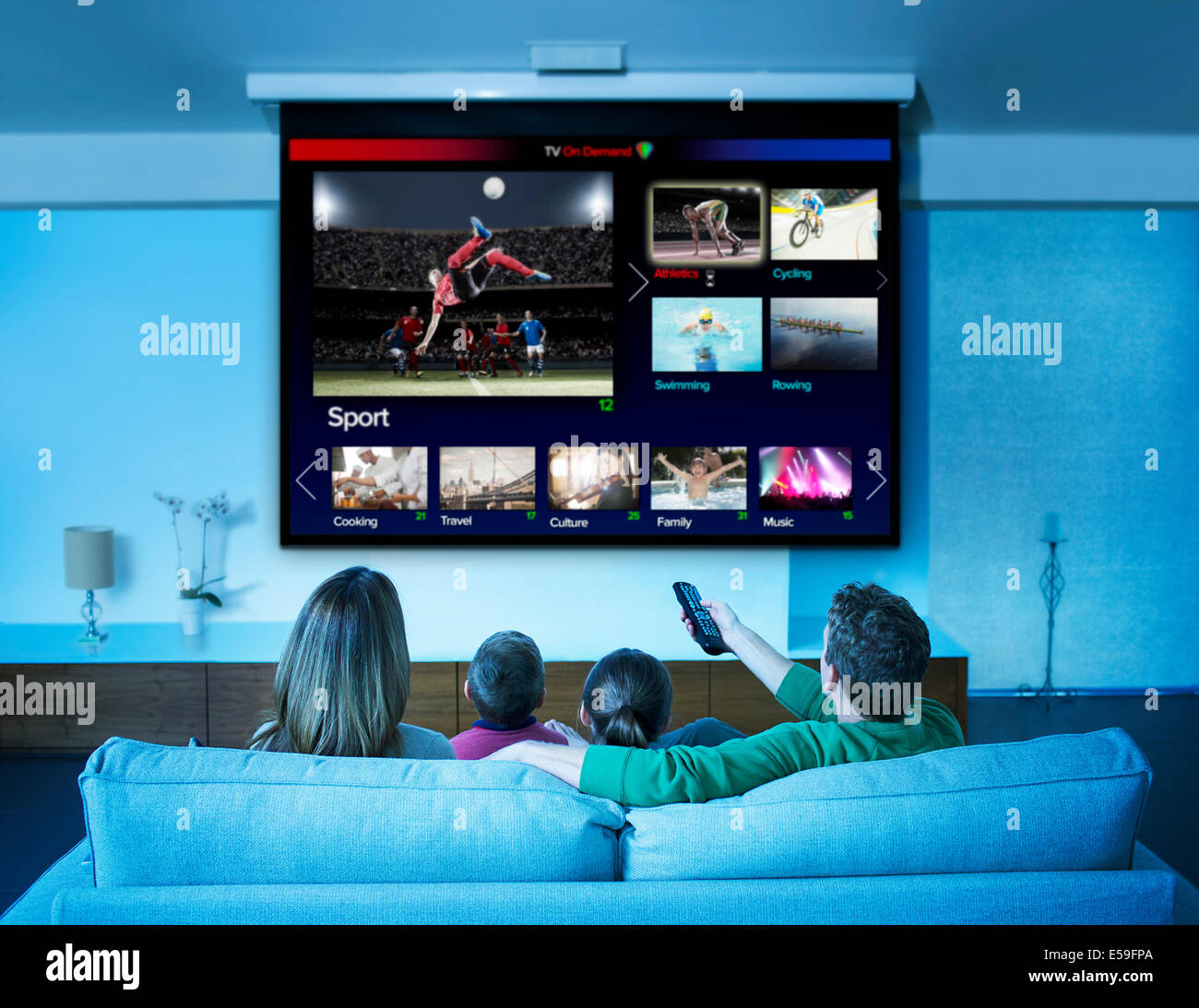 Family Watching Television In Living Room Stock Photo Alamy Family Watching Television In Living Room Stock Photo Alamy