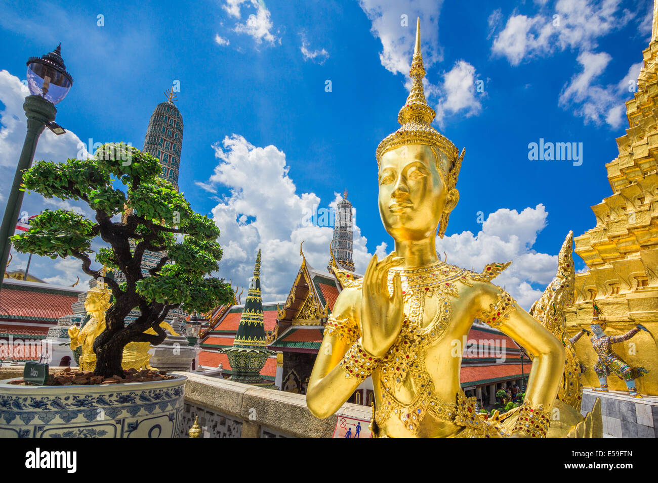 Kinnaree sculpture is mythological creature, half of bird and girl at Wat Phra Kaew also call Grand Palace, Bangkok, Thailand. Stock Photo