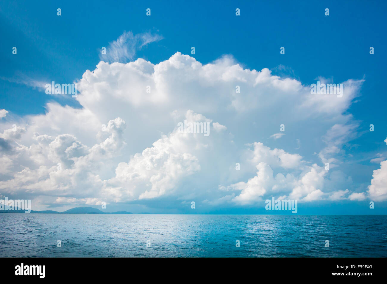 Rain Cloud sky sea blue landscape Stock Photo