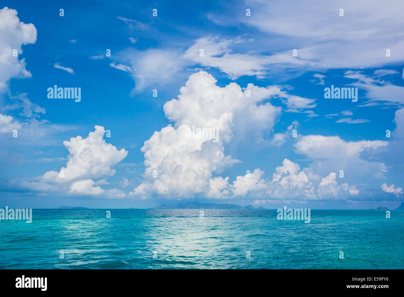 Rain Cloud sky sea blue landscape Stock Photo