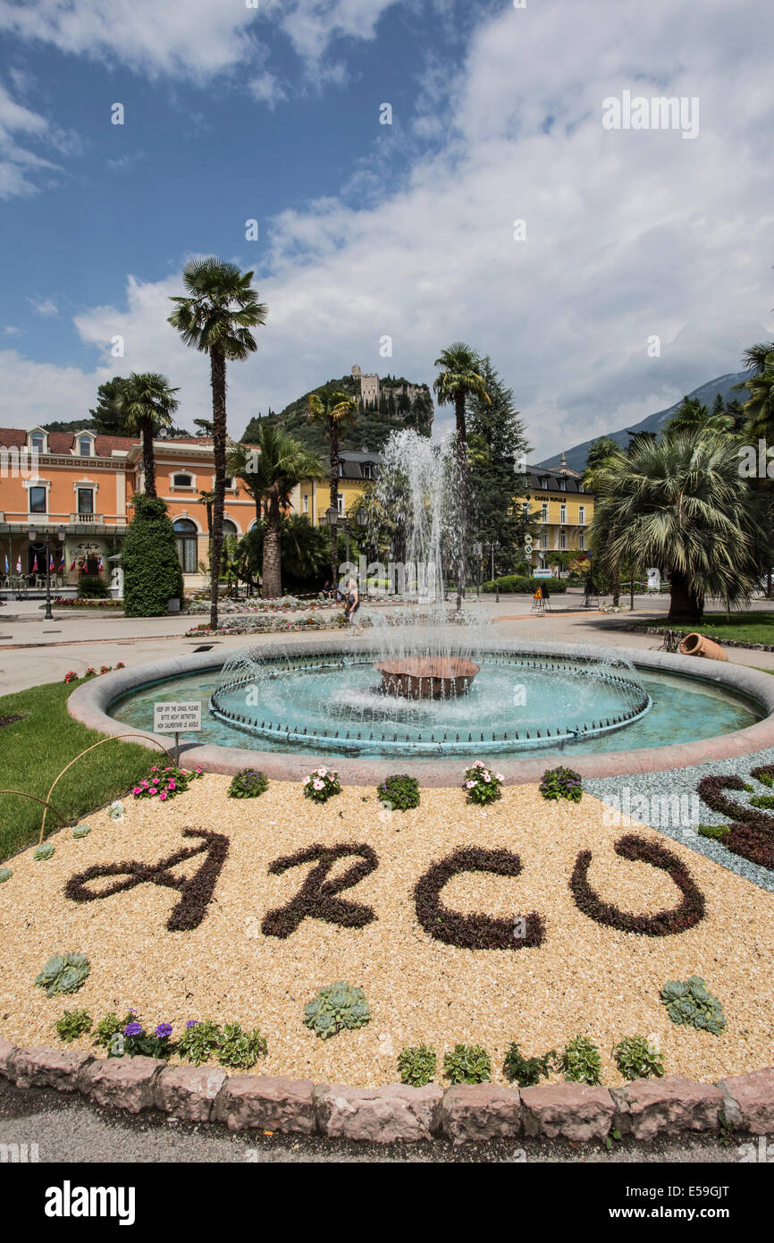 Fountain in the village of Arco, Italy Stock Photo