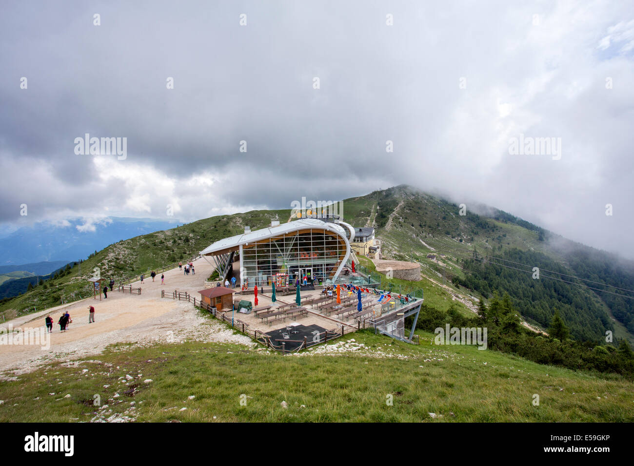 Cable car station at top of Monte Baldo, Malcesine, Italy. Stock Photo