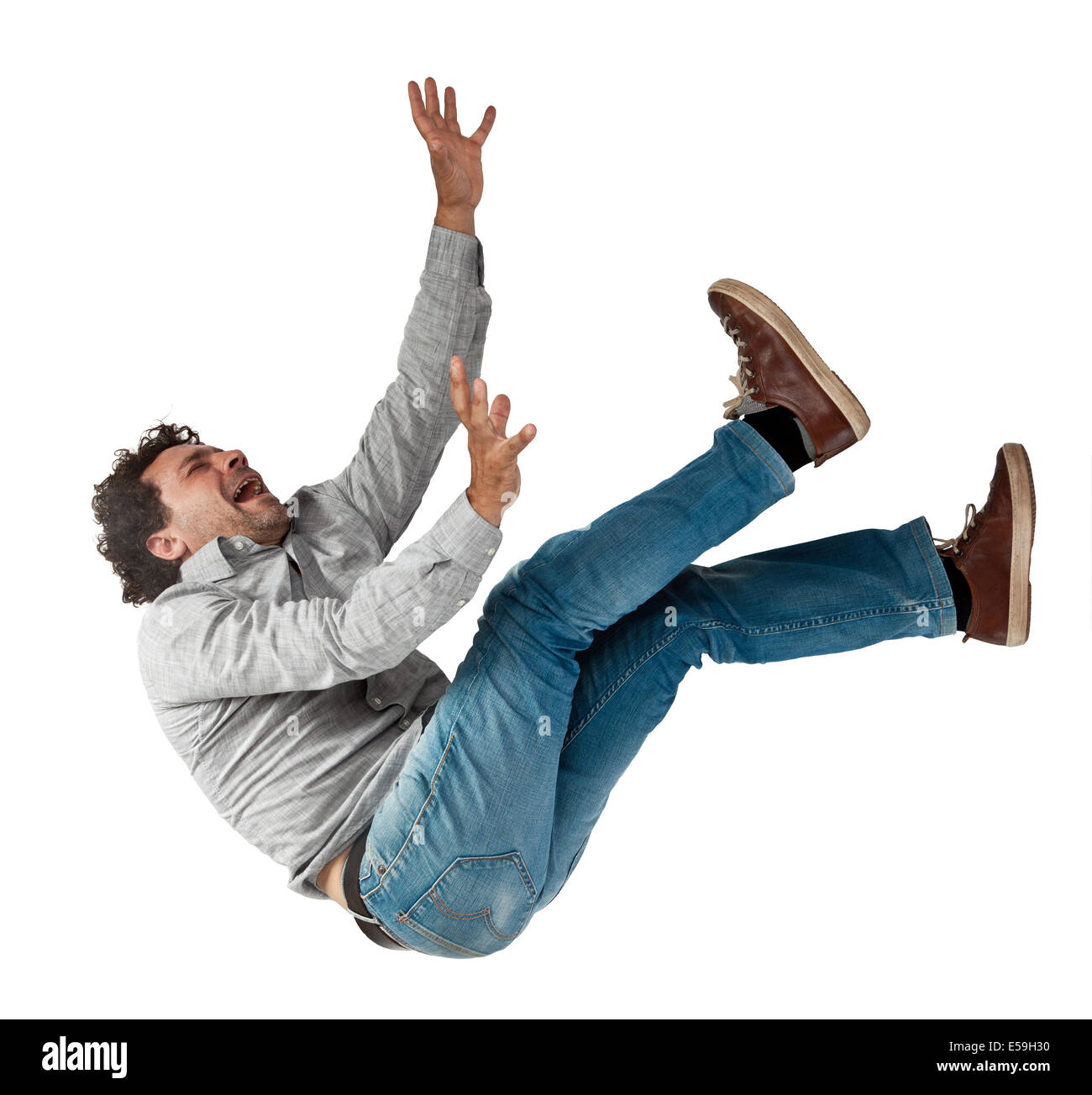 falling man isolated on white background Stock Photo