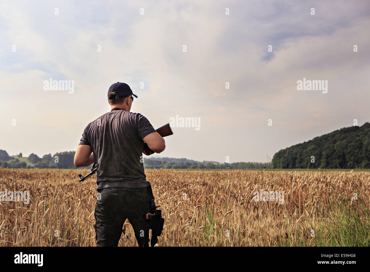 masked militant with a submachine gun by tactical operation Stock Photo