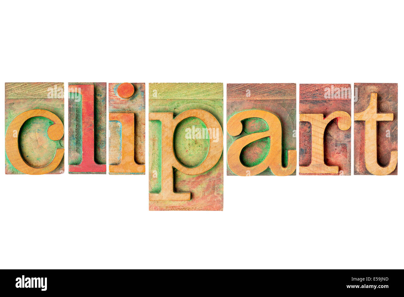 clipart  word - a collage of isolated letterpress wood type printing blocks Stock Photo