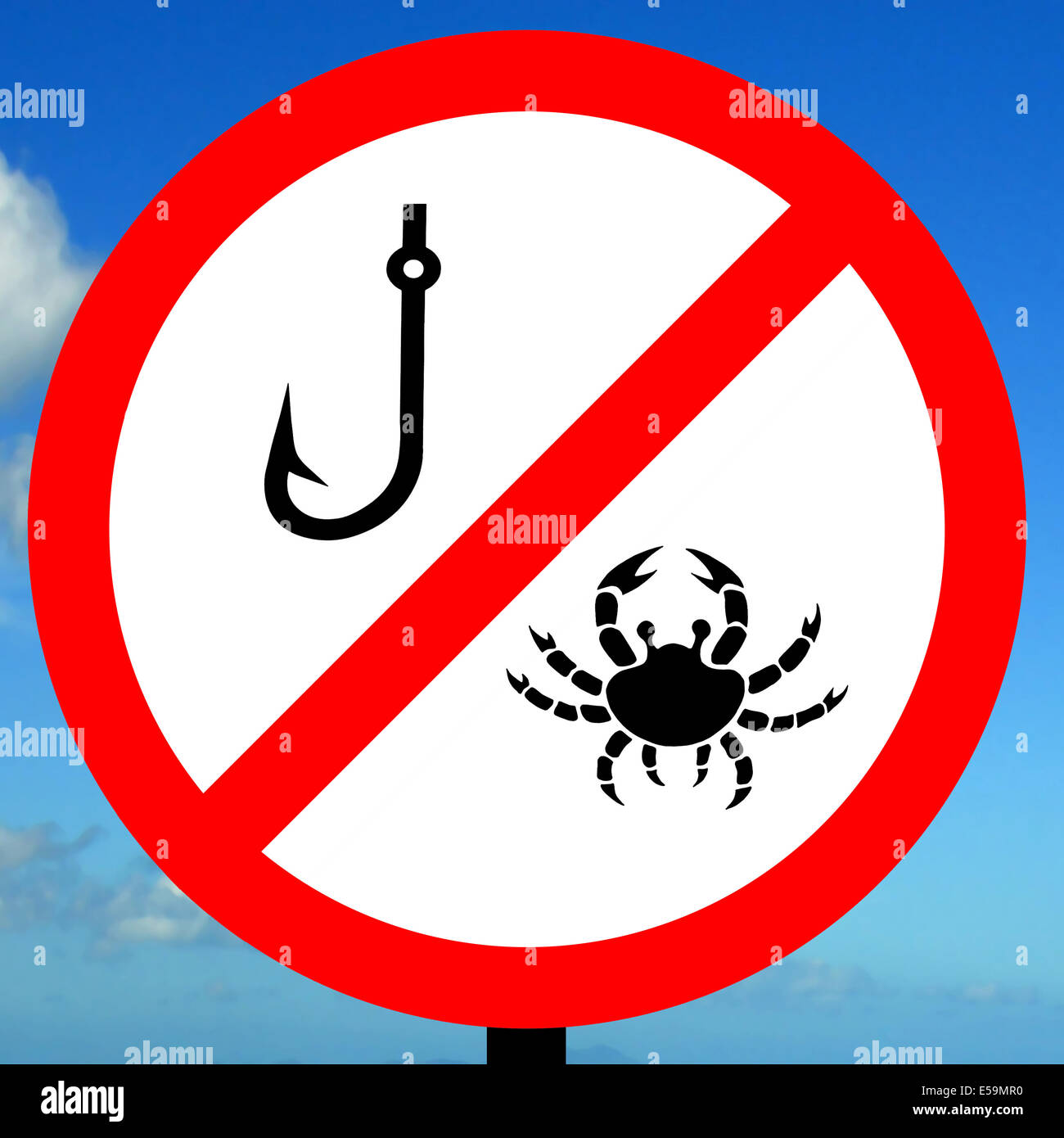 No fishing allowed in this area order sign Stock Photo