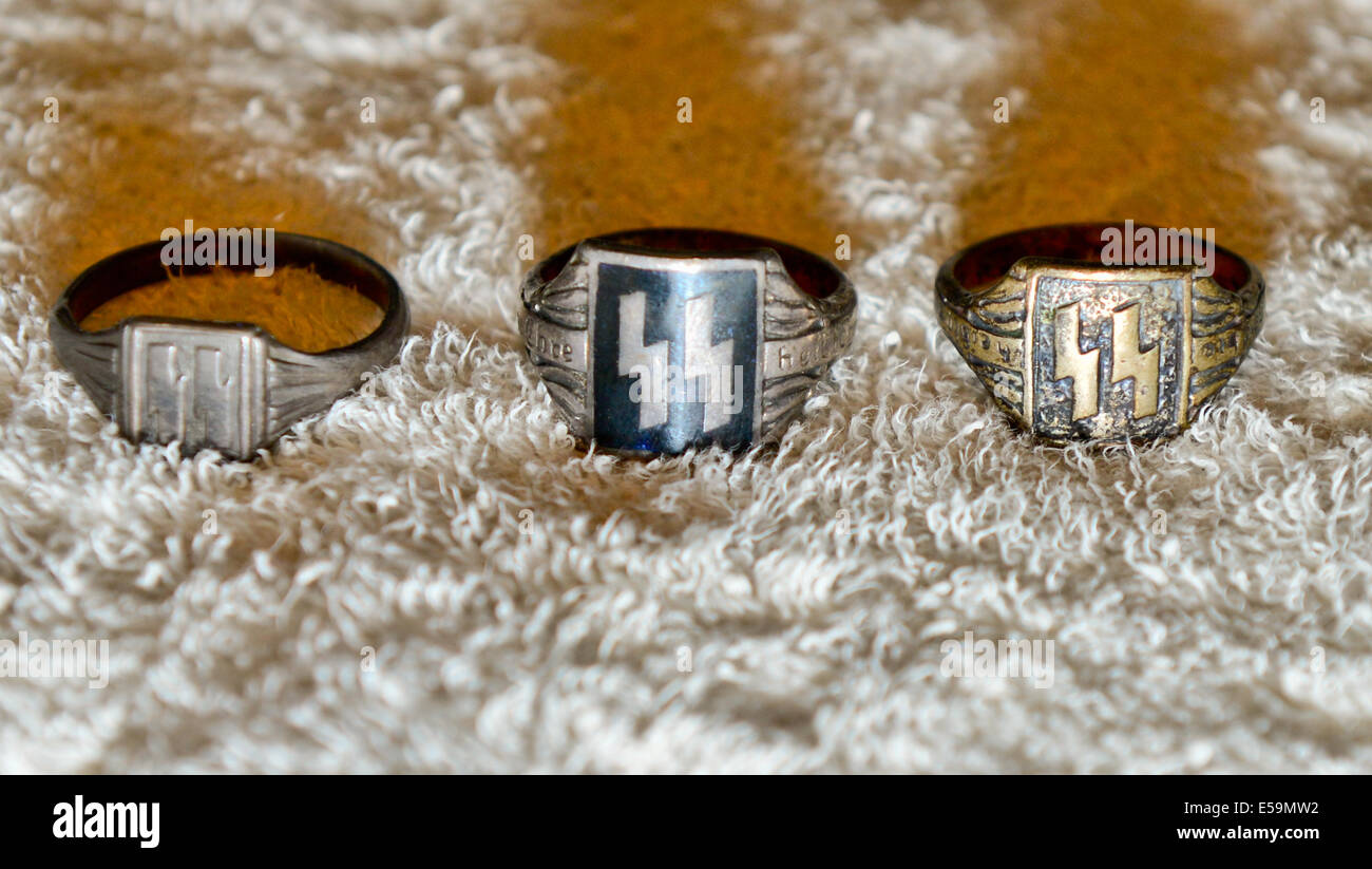 Picture By:Jules Annan Picture Shows:Various Nazi SS insignia rings Date ;  08/07/2014 Stock Photo - Alamy