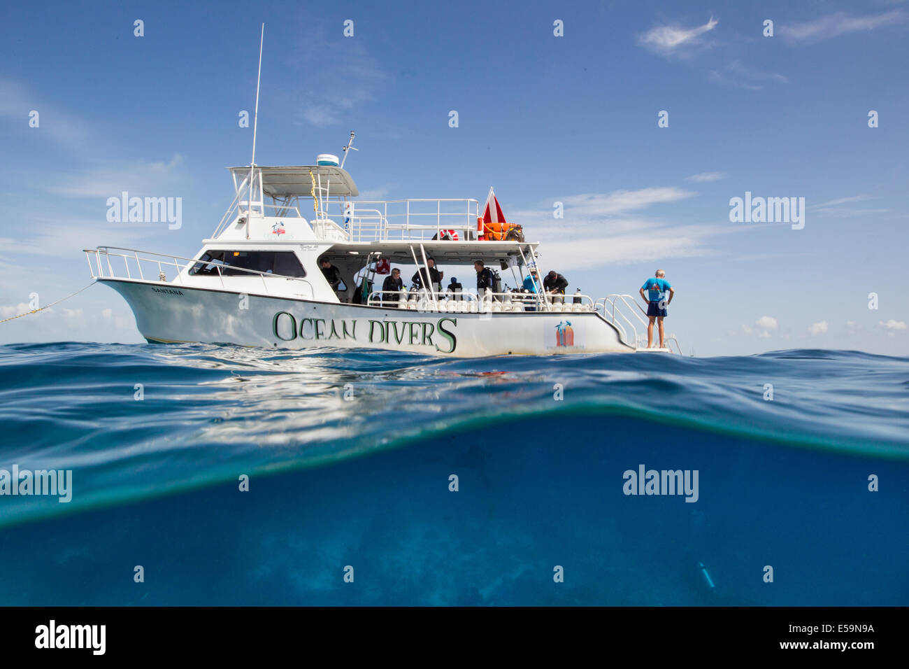 Dive vessel on the reef. Stock Photo